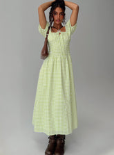 More Than Butterflies Maxi Dress Green Check
